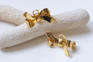 10 pcs Shiny Gold Bow Safety Pin Brooch Findings 17x28mm A7500