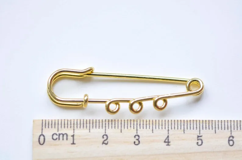 10 pcs Shiny Gold Kilt Pin Safety Pins Broochs One/Two/Three/Four/Five Loops