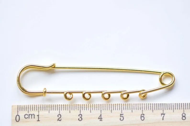 10 pcs Shiny Gold Kilt Pin Safety Pins Broochs One/Two/Three/Four/Five Loops