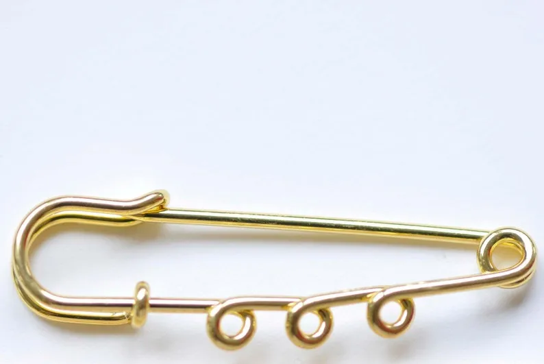 10 pcs Shiny Gold Kilt Pin Safety Pins Broochs One/Two/Three/Four/Five Loops