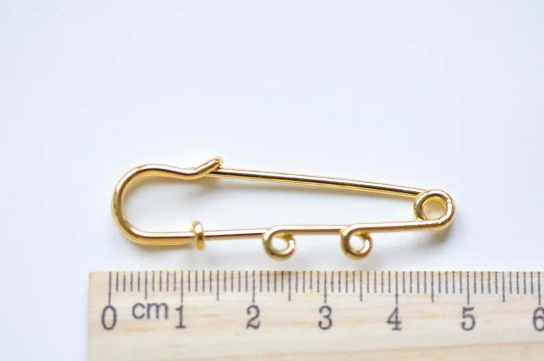 10 pcs Shiny Gold Kilt Pin Safety Pins Broochs One/Two/Three/Four/Five Loops