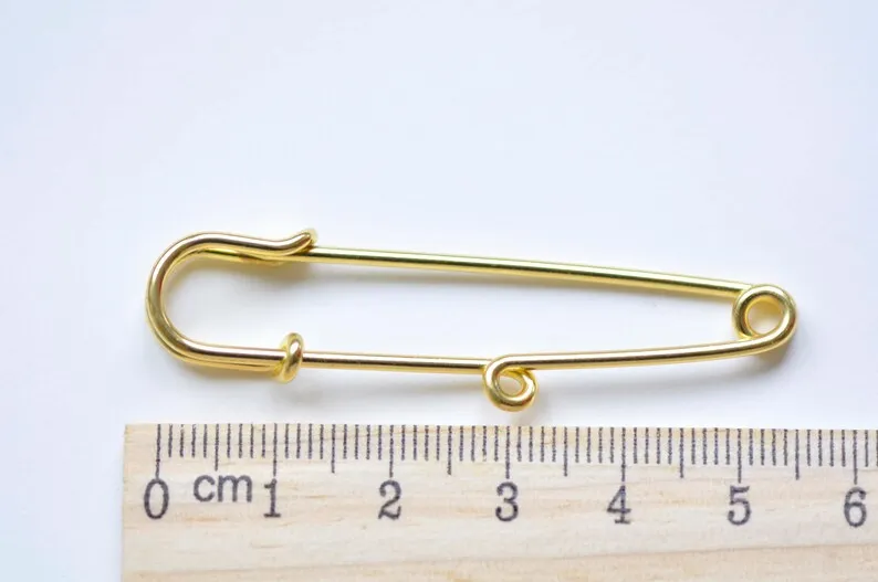 10 pcs Shiny Gold Kilt Pin Safety Pins Broochs One/Two/Three/Four/Five Loops