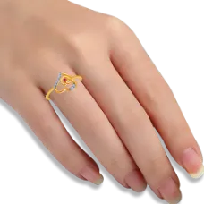 14k (585) Yellow Gold And Diamond Ring For Women