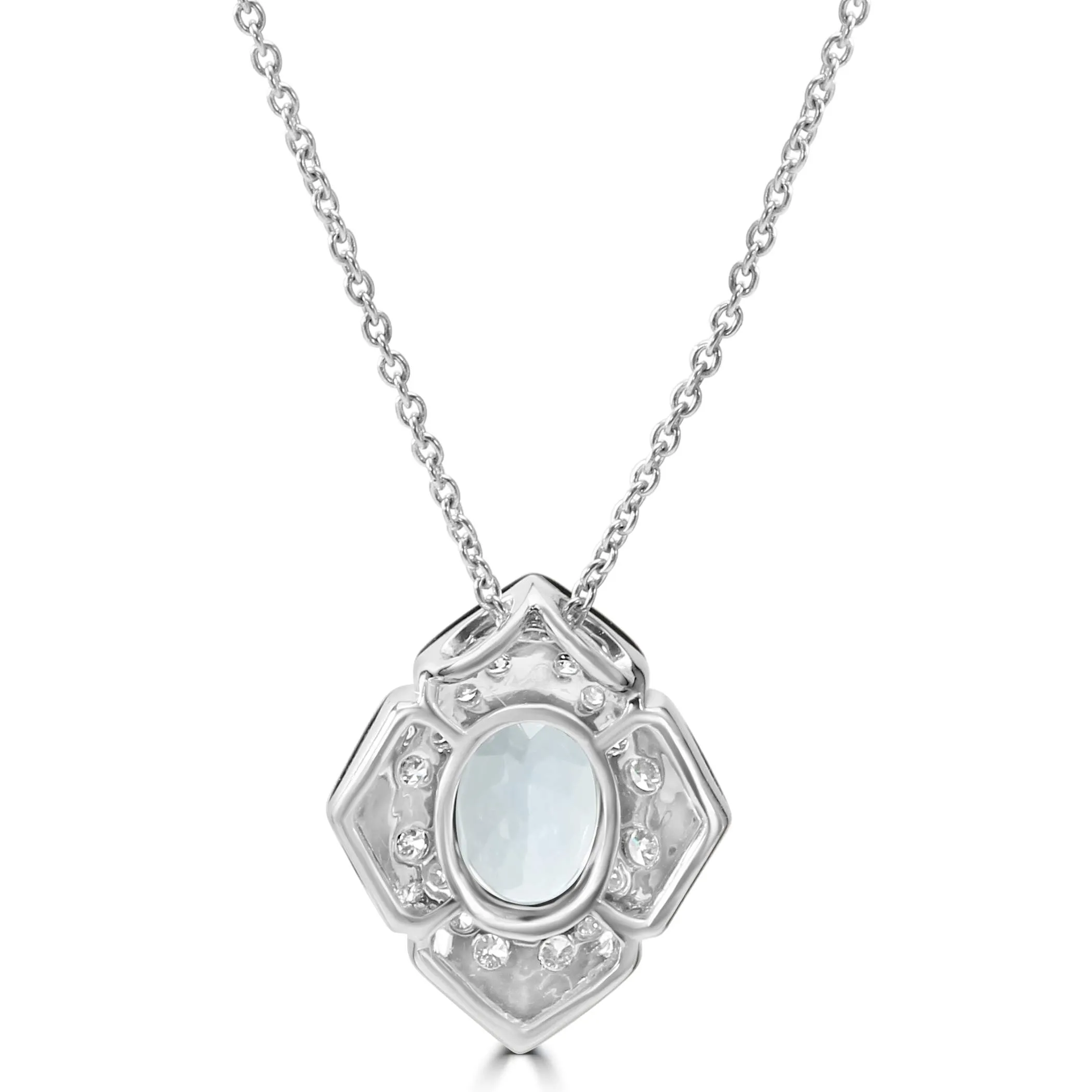 14K Aquamarine Pendant With Diamond And Onyx Halo