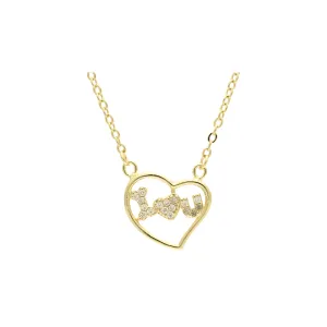 14K Gold I love you heart necklace