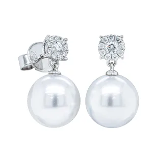18ct White Gold South Sea Pearl & Diamond Galaxy Earrings