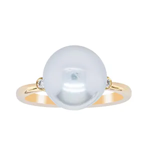 18ct Yellow Gold South Sea Pearl & Diamond Ring