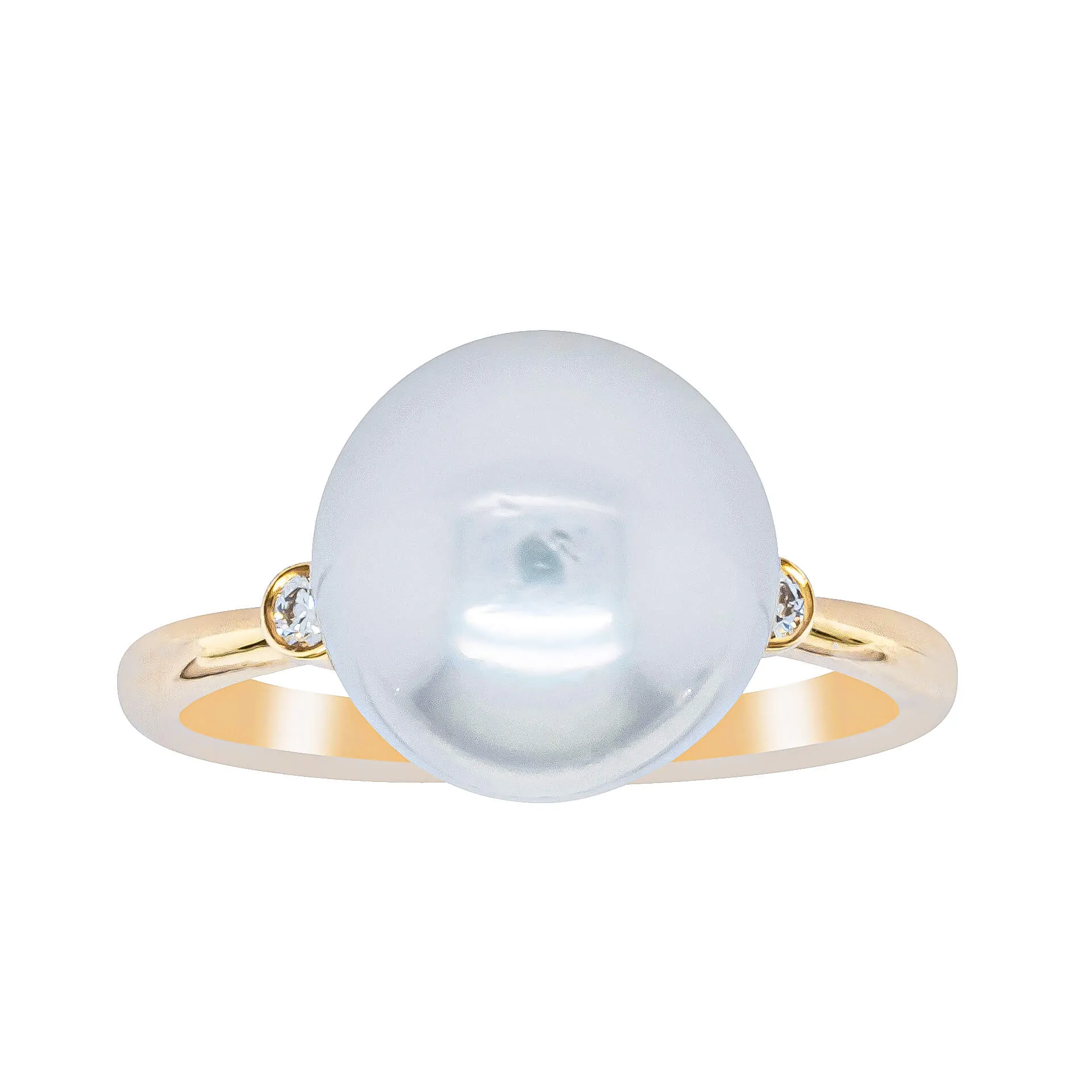 18ct Yellow Gold South Sea Pearl & Diamond Ring