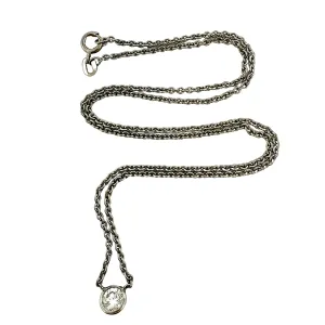 18K White Gold Necklace with .43ct Bezel Set Diamond