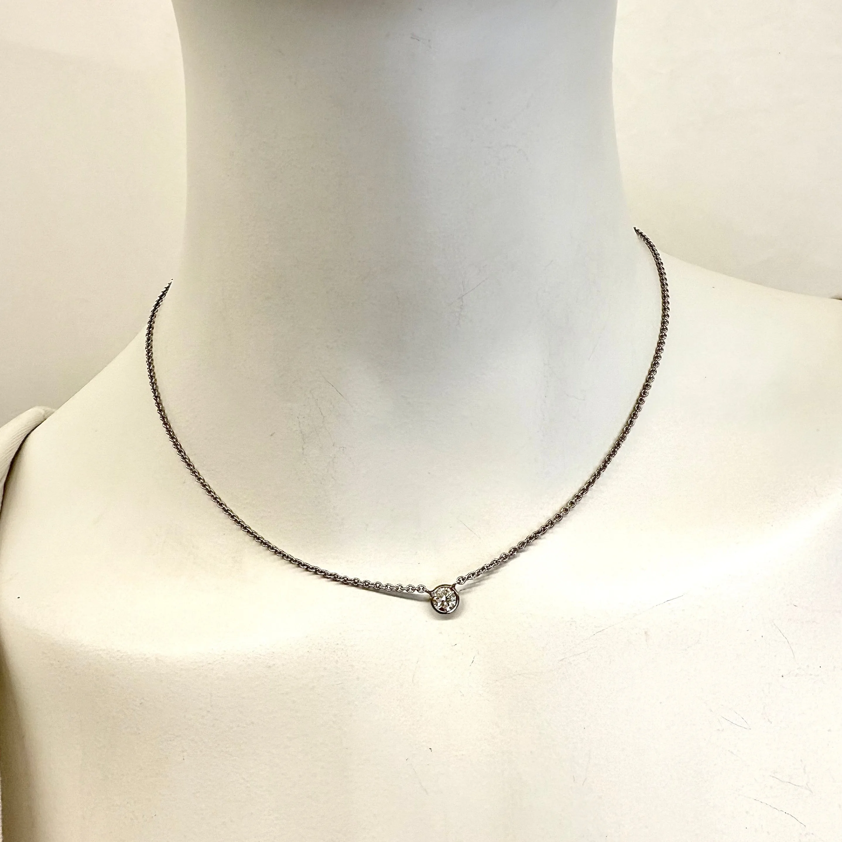 18K White Gold Necklace with .43ct Bezel Set Diamond
