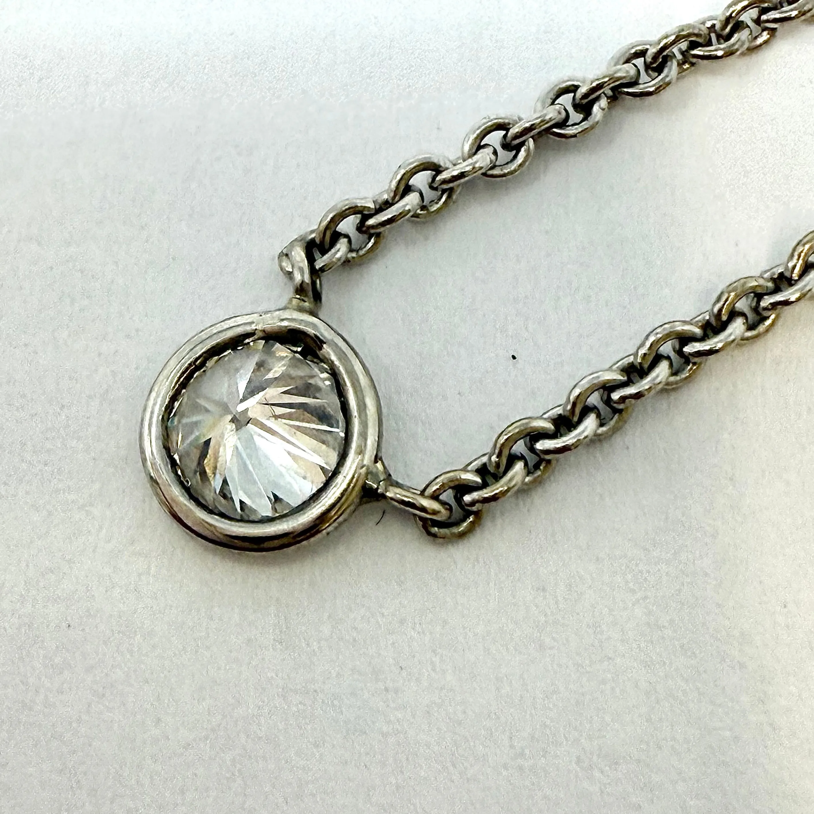 18K White Gold Necklace with .43ct Bezel Set Diamond