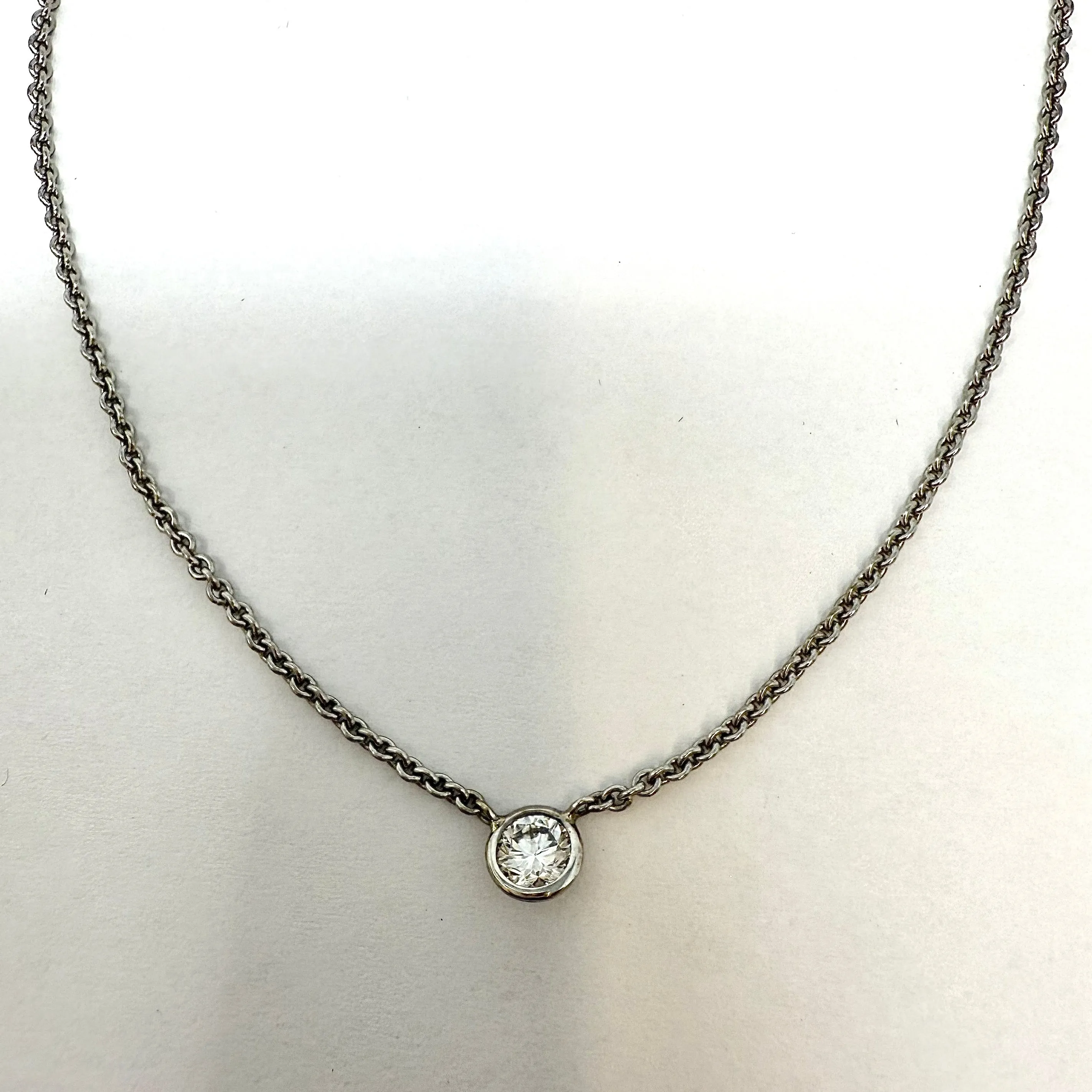 18K White Gold Necklace with .43ct Bezel Set Diamond