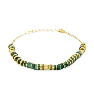 18k yellow gold pearl bracelet assembled with Emerald