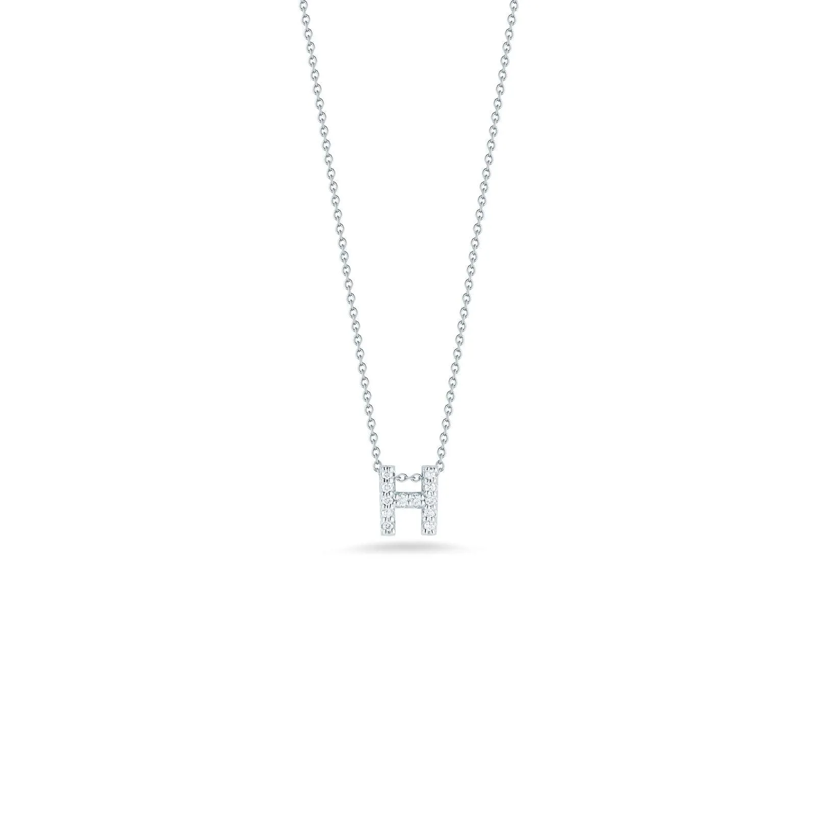 18KT WG ROBERTO COIN LOVE LETTER &#34;H&#34; INITIAL NECKLACE