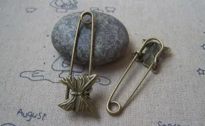 6 pcs Antique Bronze Butterfly Safety Pins Broochs  A4874