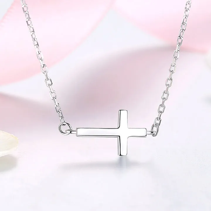925 Sterling Silver Sideways Cross Necklace