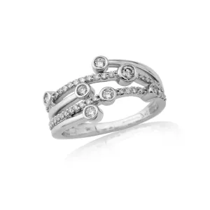 9ct White Gold Diamond Bubble Ring