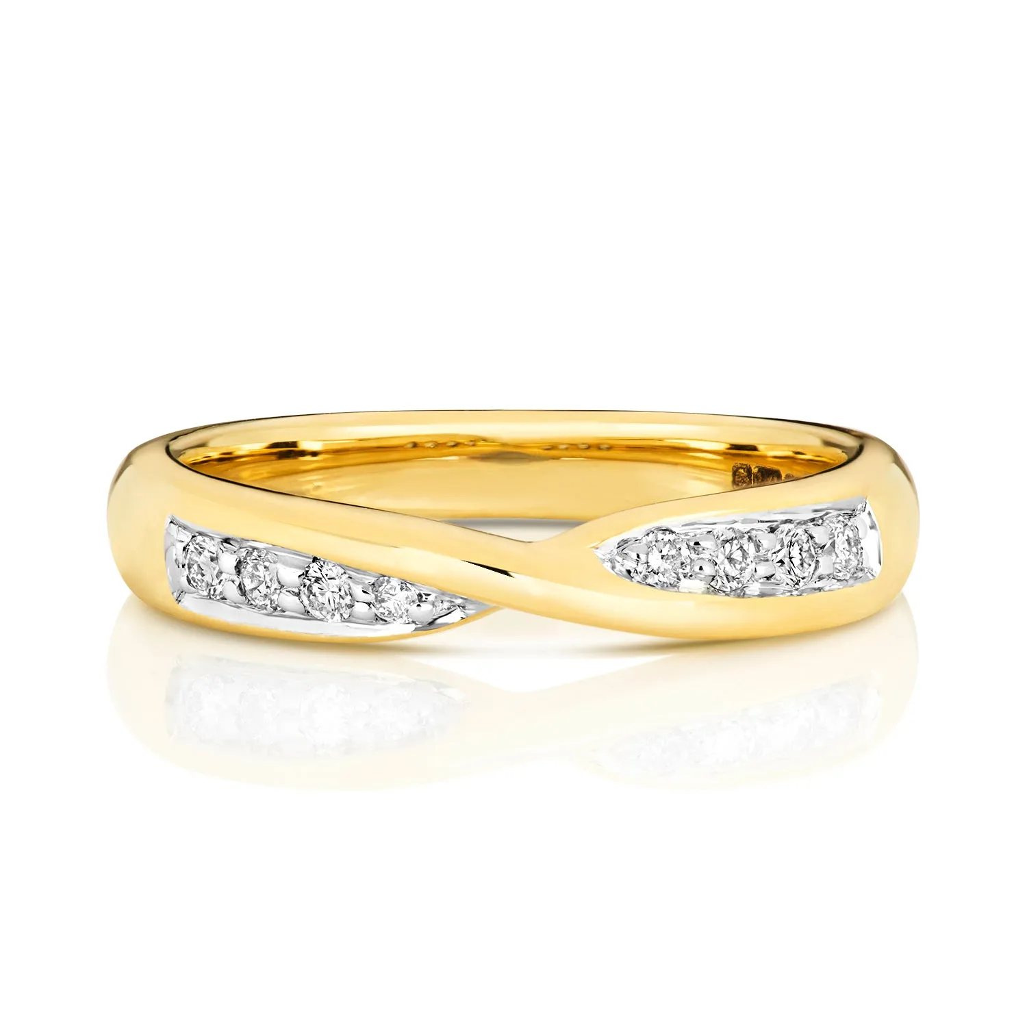 9ct Yellow Gold 0.14ct Diamond Set Twist Eternity Ring