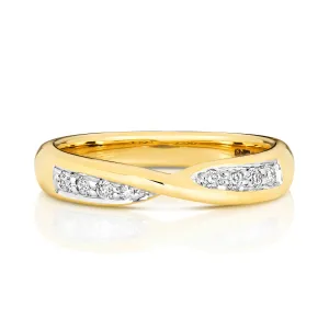9ct Yellow Gold 0.14ct Diamond Set Twist Eternity Ring