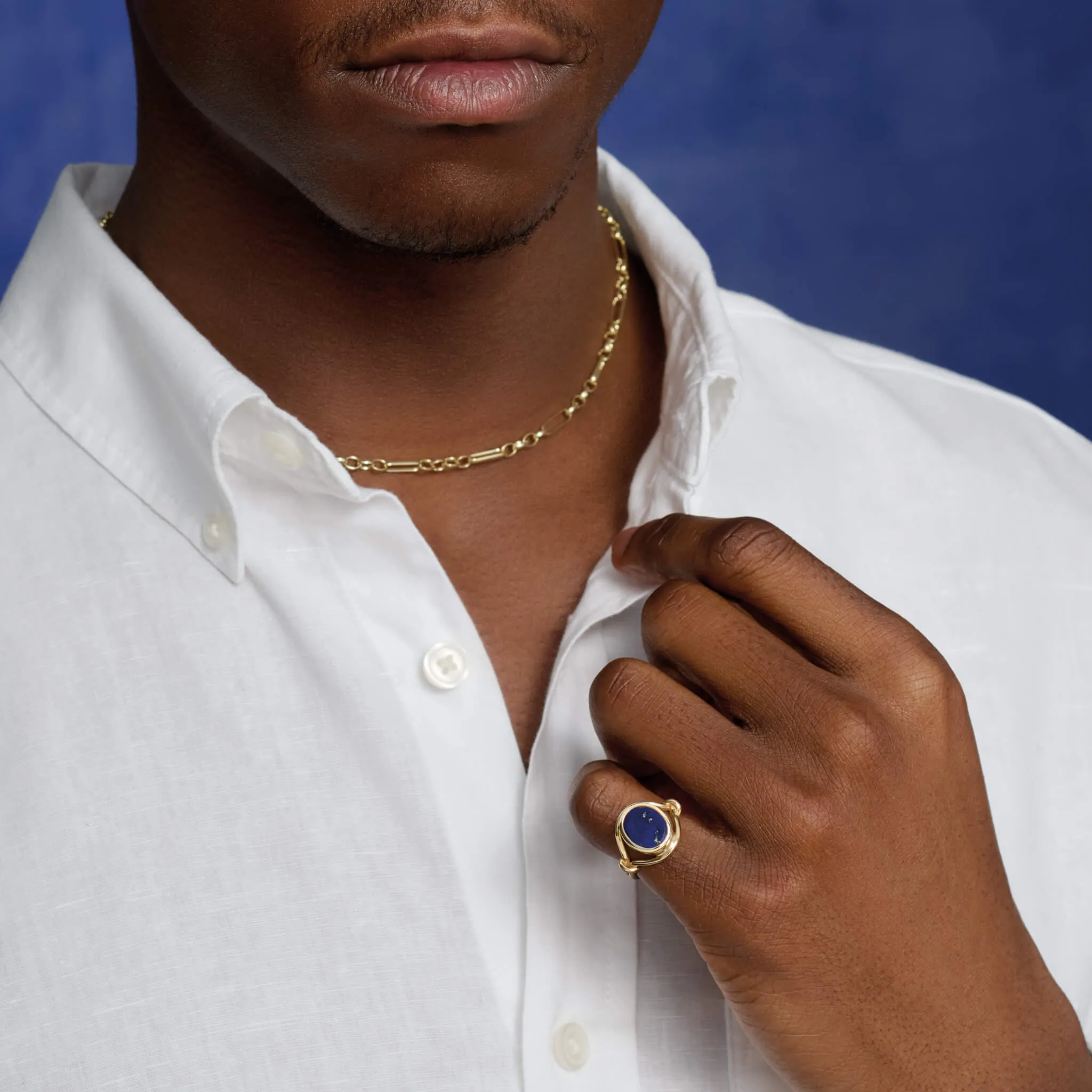 Agricola Signet Ring Yellow Gold - Lapis Lazuli