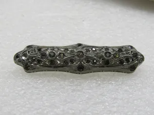 Antique Fishon Silverite Art Deco Rhinestone Brooch, 1920's, 2-1.8"