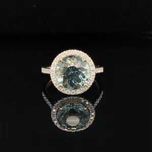 Aquamarine & Diamond 3.85ctw Engagement Ring in 18k Yellow Gold - #419 - RGAQU006665