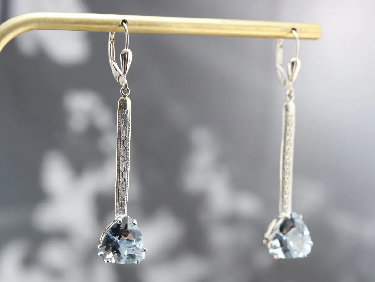 Aquamarine Trillion Cut Drop Earrings