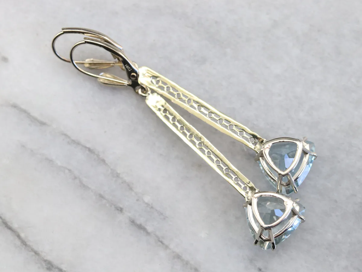 Aquamarine Trillion Cut Drop Earrings