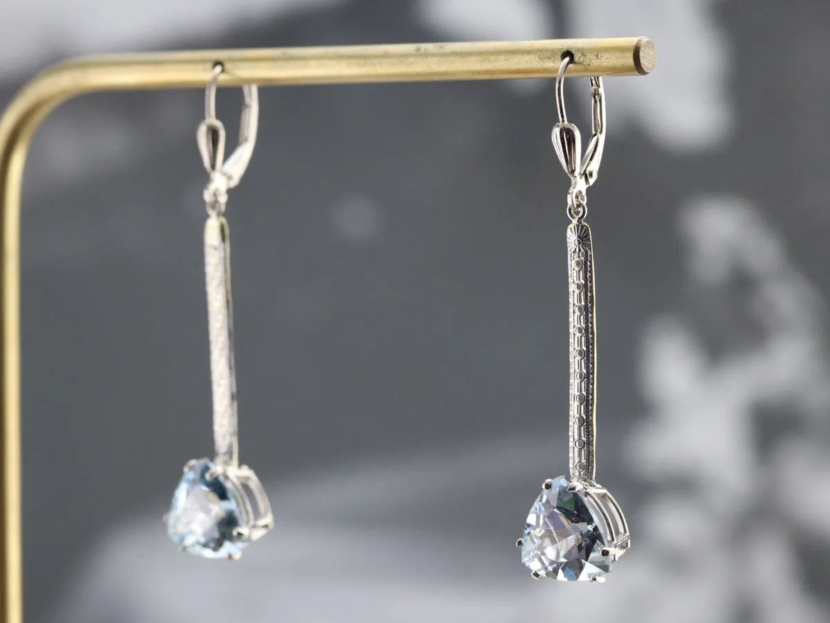 Aquamarine Trillion Cut Drop Earrings