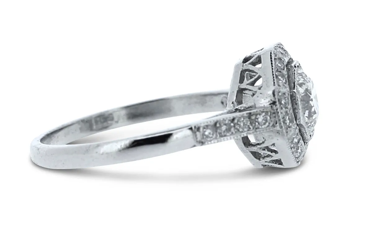 Art Deco Diamond Solitaire Engagement Ring 1.15ct Platinum