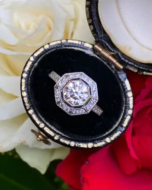 Art Deco Diamond Solitaire Engagement Ring 1.15ct Platinum