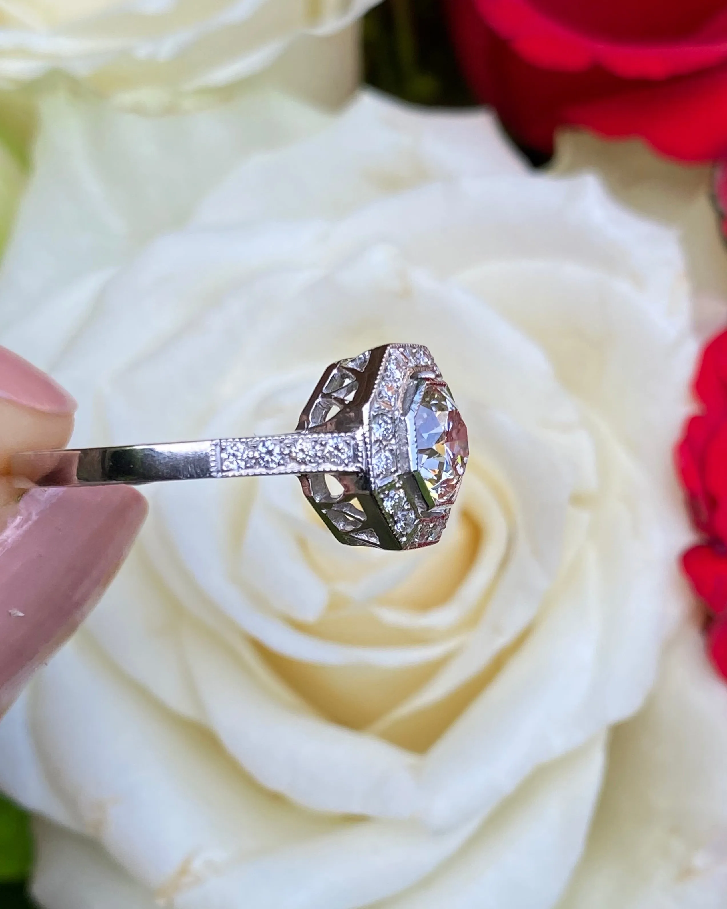 Art Deco Diamond Solitaire Engagement Ring 1.15ct Platinum