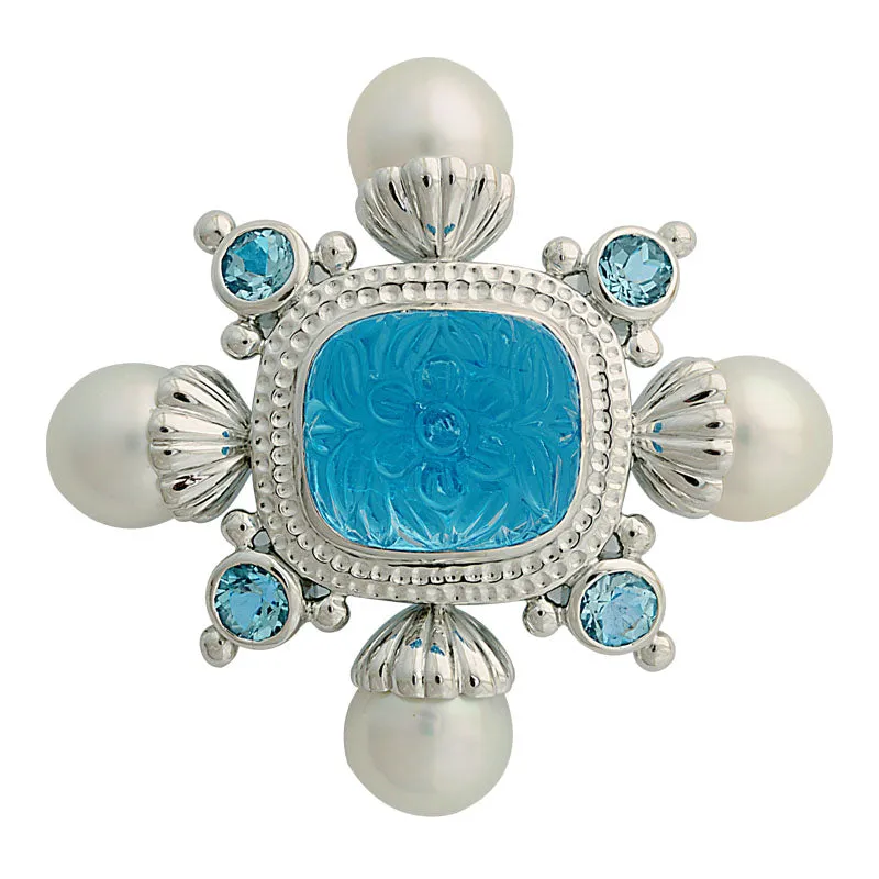 Brooch - Blue Topaz and South Sea Pearl