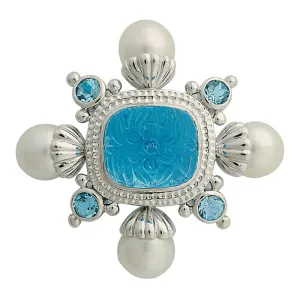 Brooch - Blue Topaz and South Sea Pearl