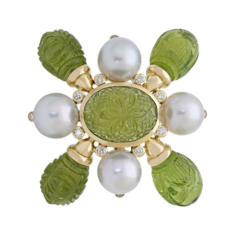 Brooch - Peridot, South Sea Pearl and Diamond