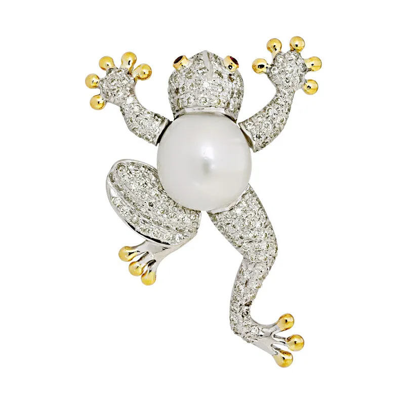 Brooch - Ruby, South Sea Pearl and Diamond