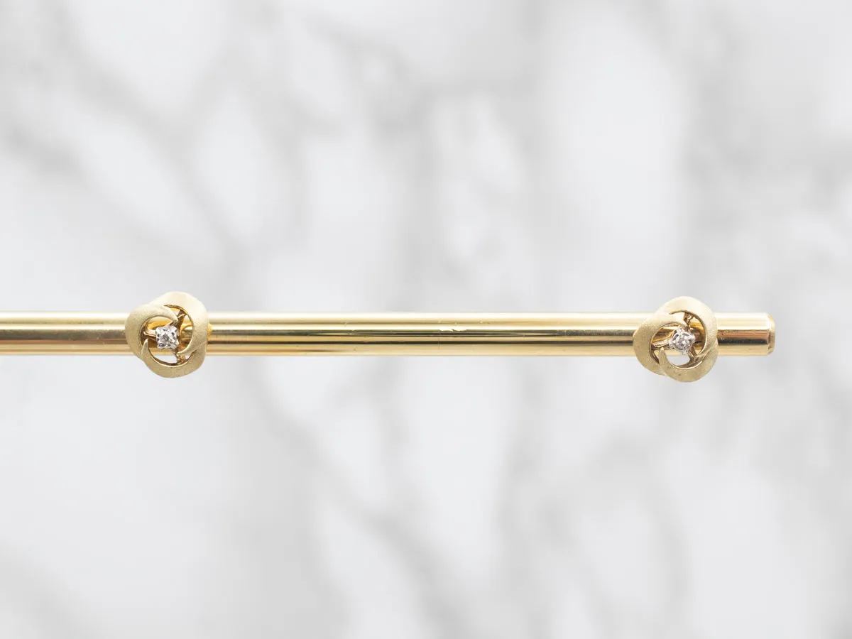 Brushed Gold Swirl Diamond Stud Earrings