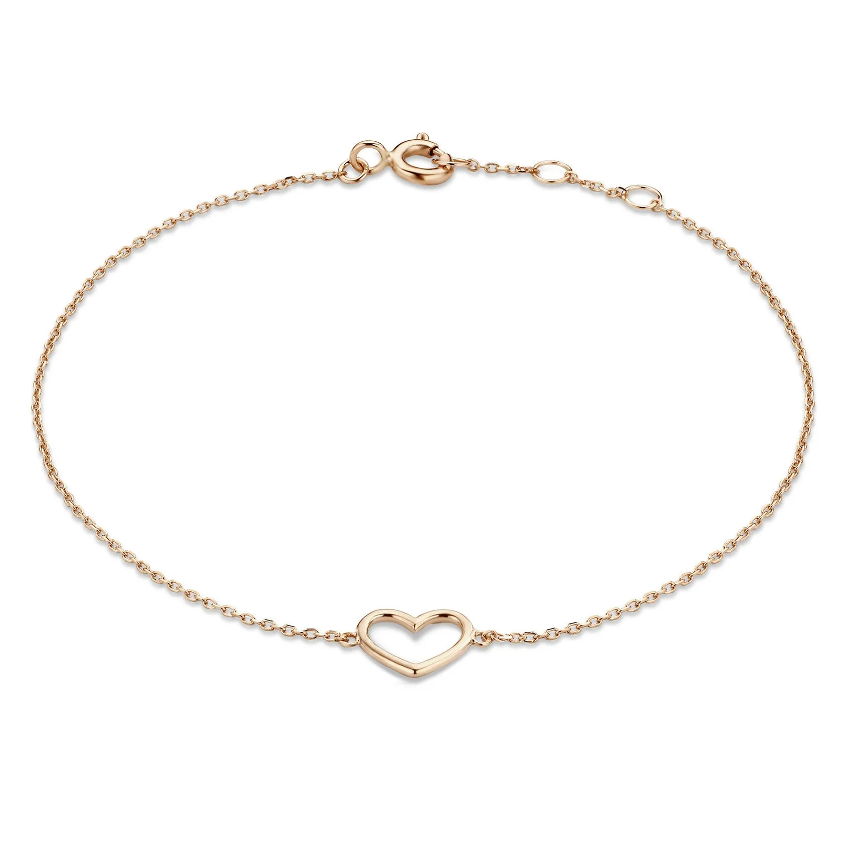 Cadeau d'Isabel 14 karat rose gold necklace & bracelet set with heart