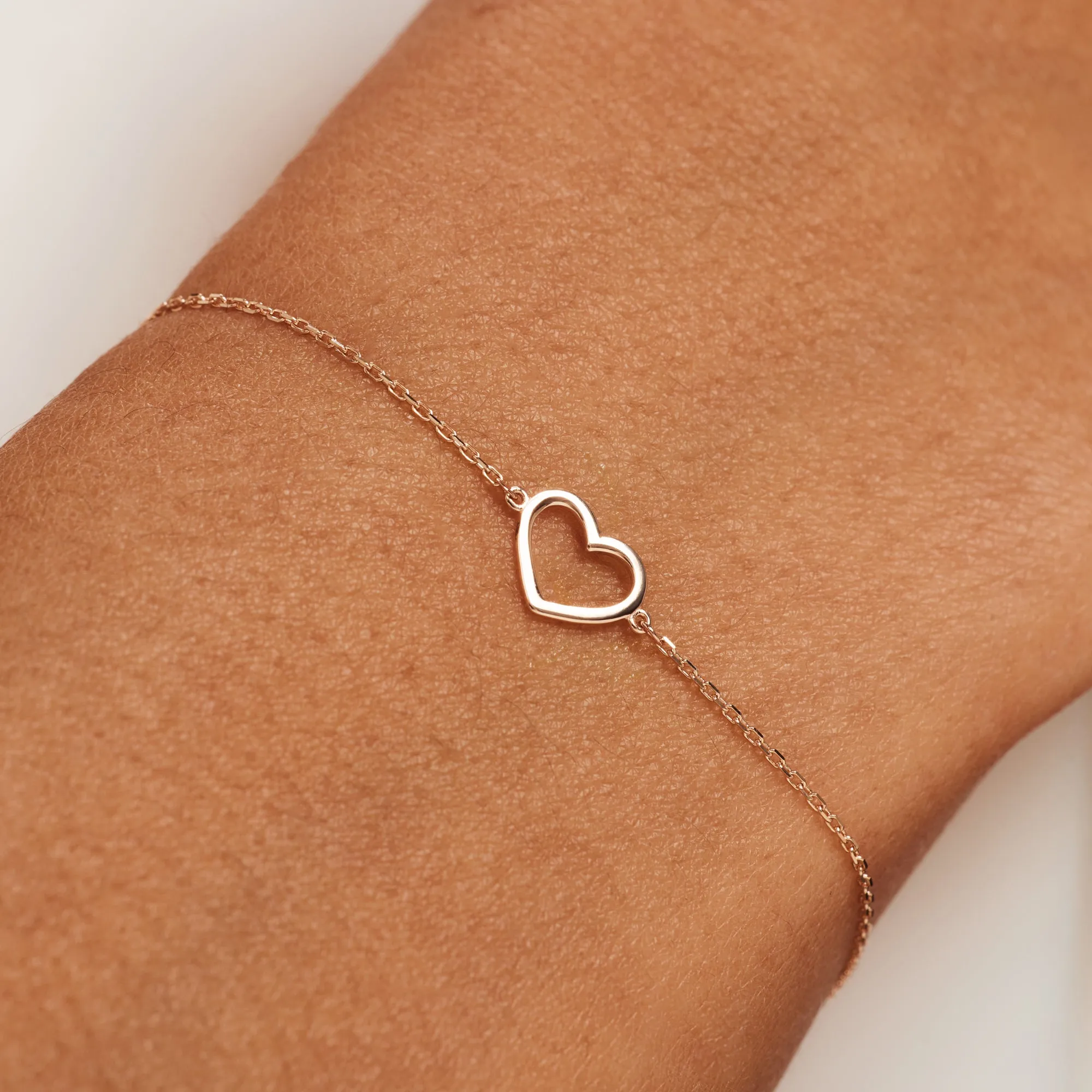 Cadeau d'Isabel 14 karat rose gold necklace & bracelet set with heart