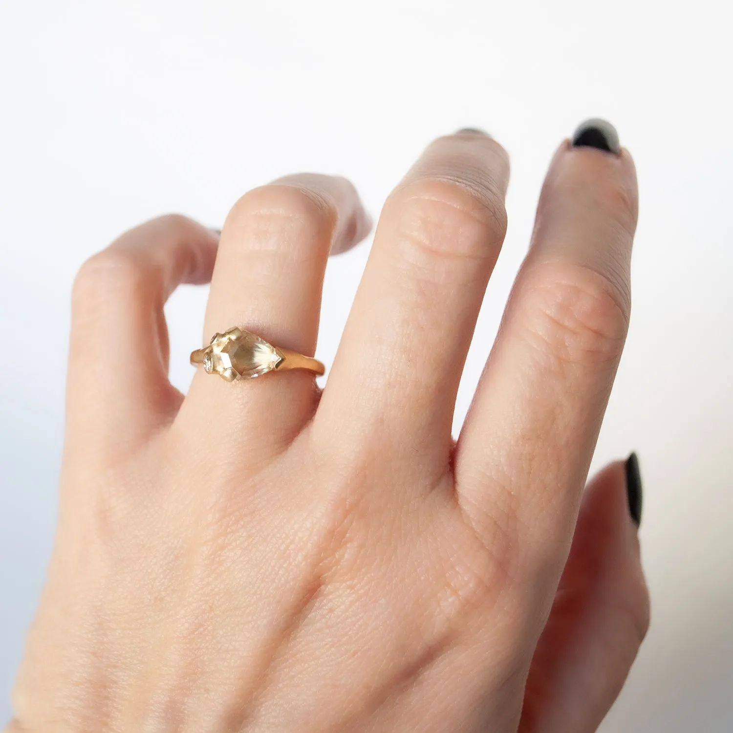 Champagne Shield Cluster Ring