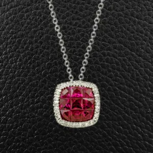 Cushion Shaped Ruby & Diamond Pendant