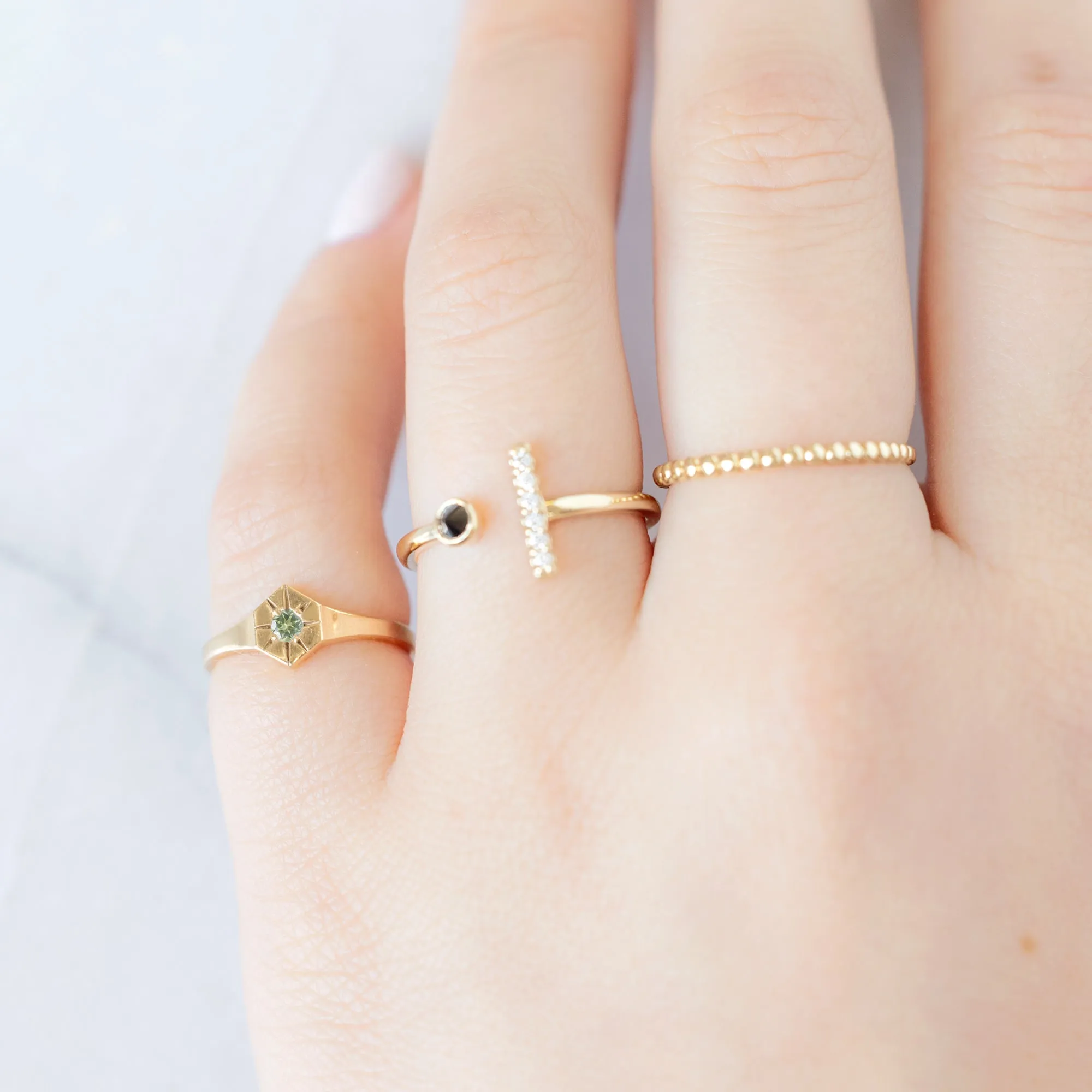 Custom Peridot Birthstone Signet Ring | Yellow, Rose or White Gold