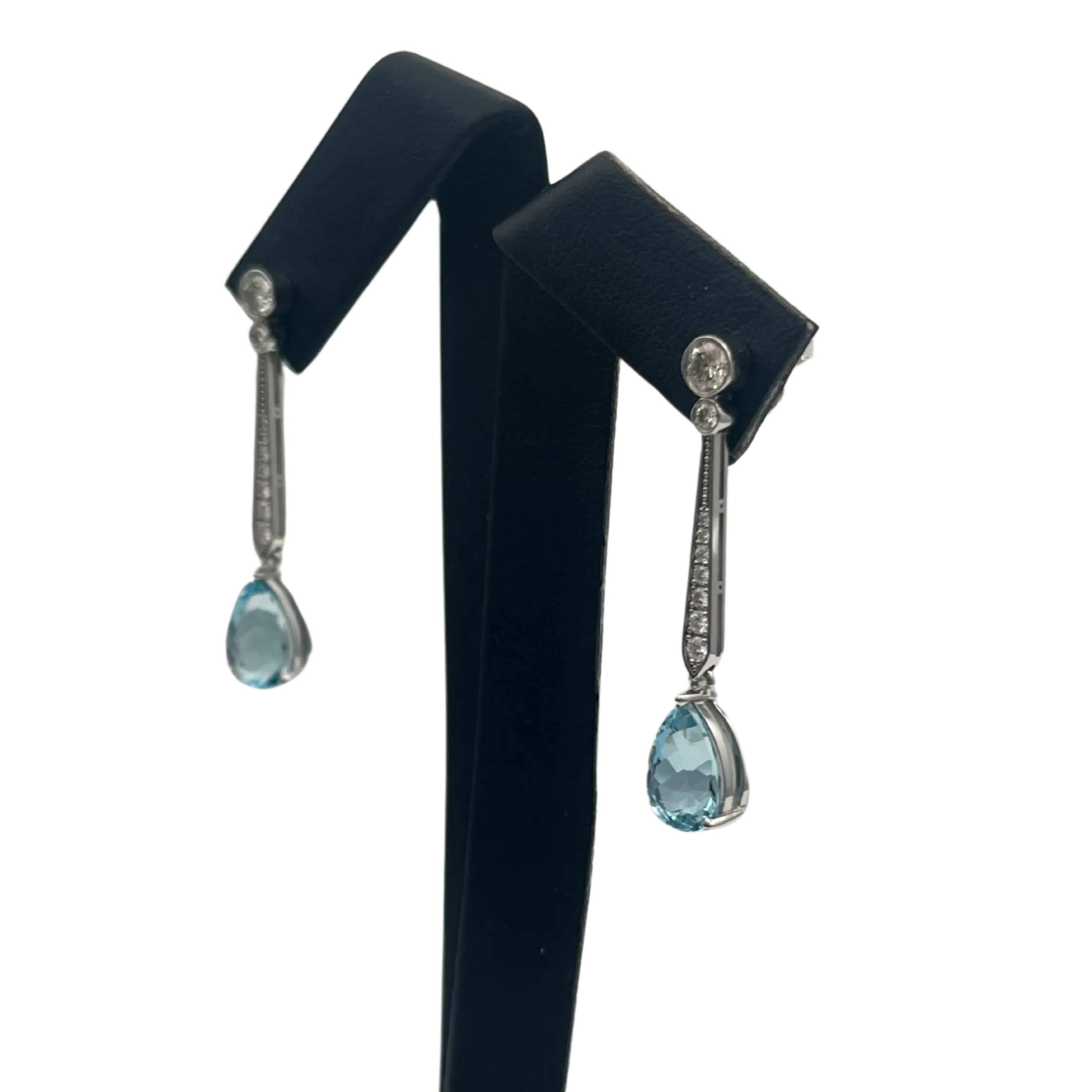 Daisy Exclusive Diamond &  3.36ct Aquamarine pear drop earrings