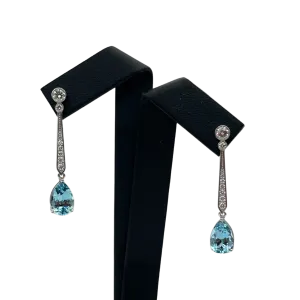 Daisy Exclusive Diamond &  3.36ct Aquamarine pear drop earrings