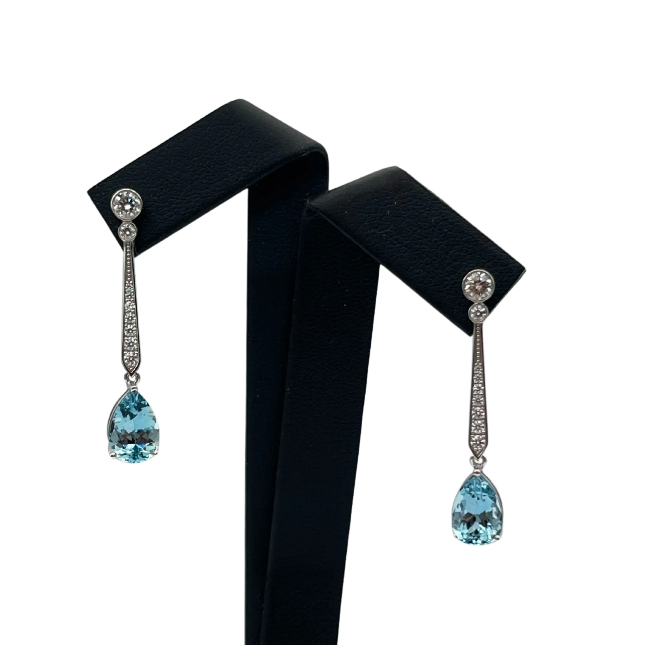 Daisy Exclusive Diamond &  3.36ct Aquamarine pear drop earrings