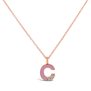 Diamond & Pink Enamel Initial Pendant