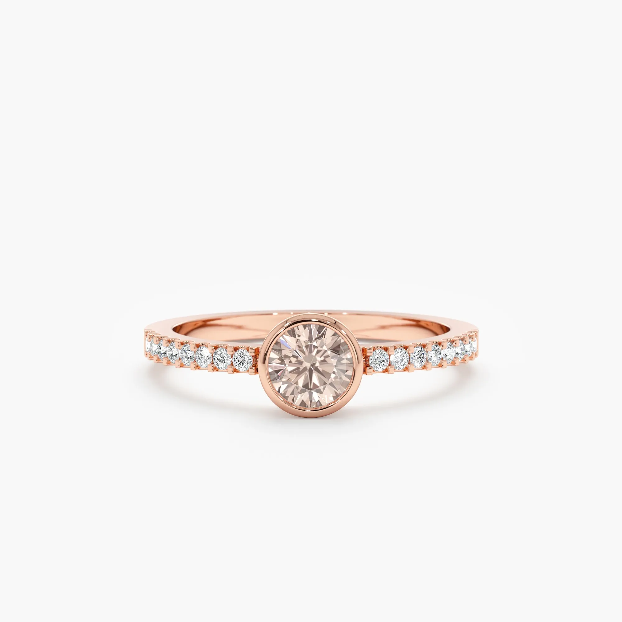 Diamond and Single Morganite Engagement Ring, Nova
