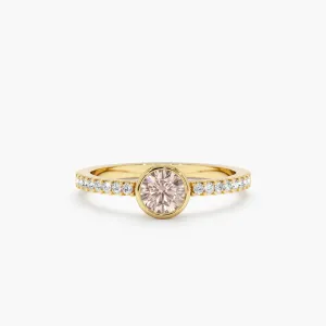 Diamond and Single Morganite Engagement Ring, Nova