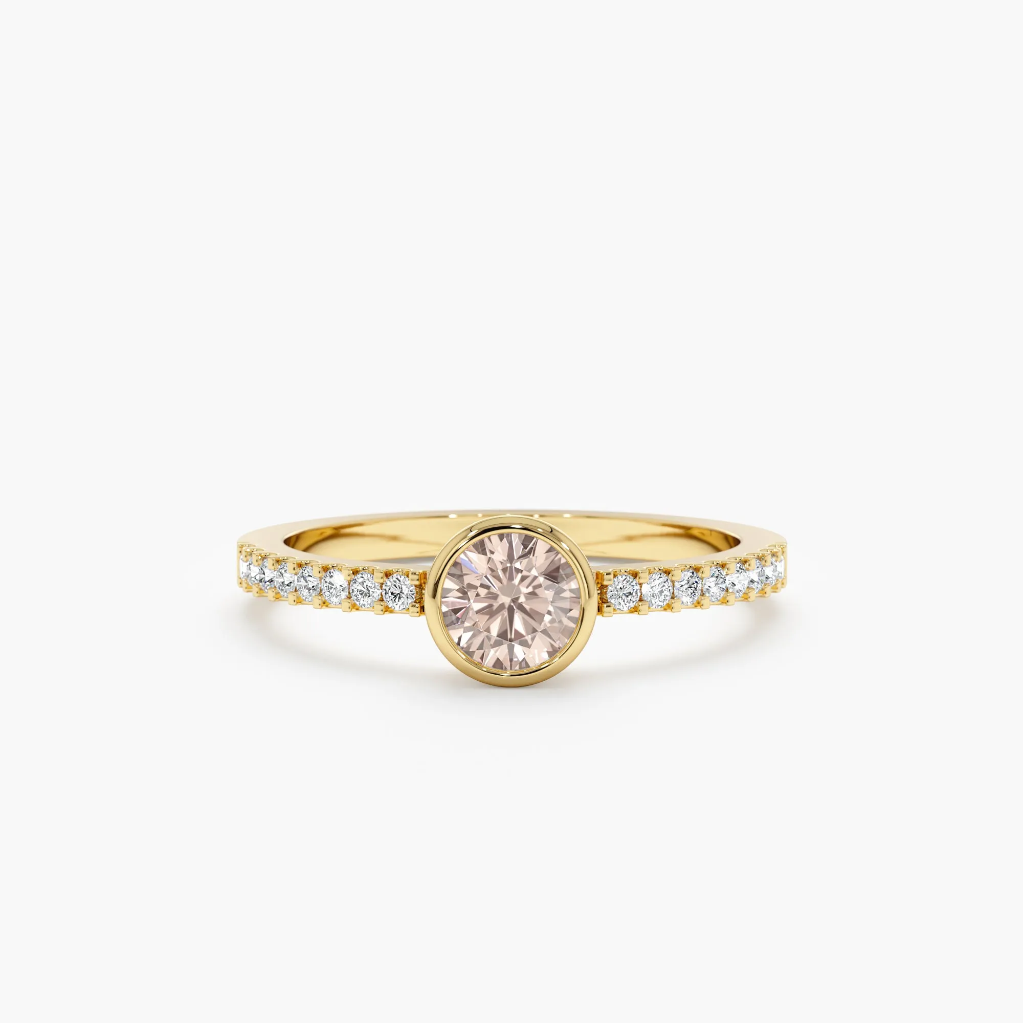Diamond and Single Morganite Engagement Ring, Nova