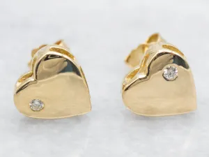 Diamond Heart Shaped Stud Earrings